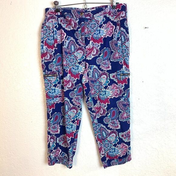 Chico' Size 1P (S/M) Multicolor Paisley Crop Pants - Picture 1 of 12